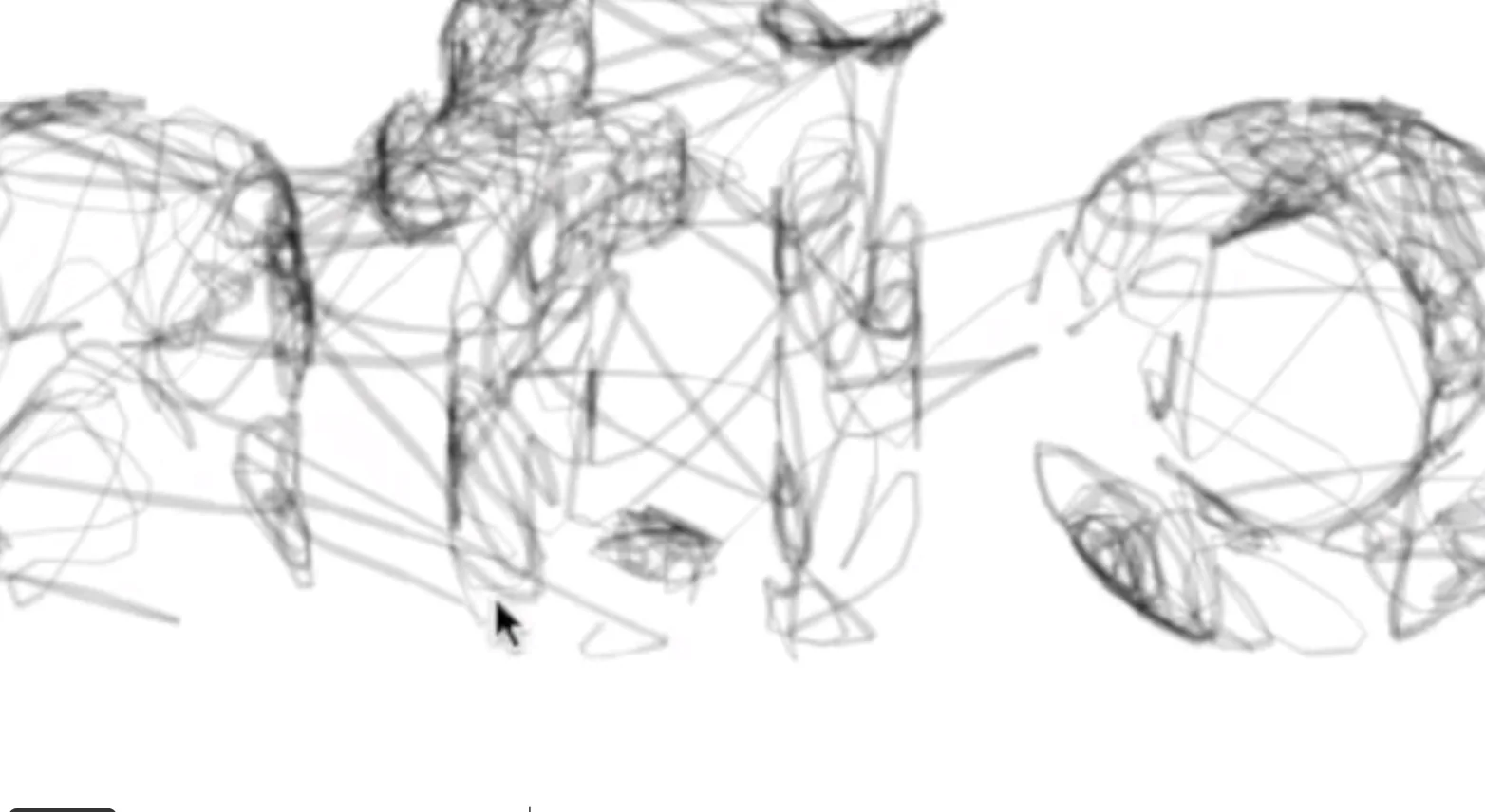 Unravel - Mouse over to gradually reveal a word. Continuous line that could sense the boundary of the letters and bounce off. (1 of 3)